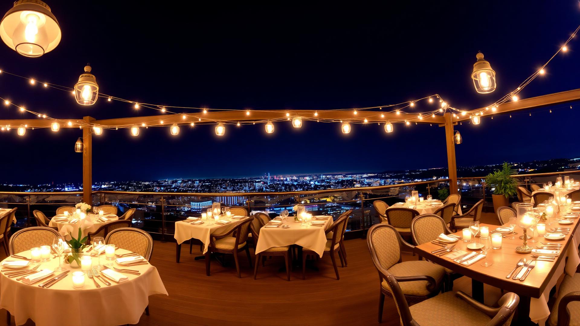 La terrasse éclairée à la chandelle